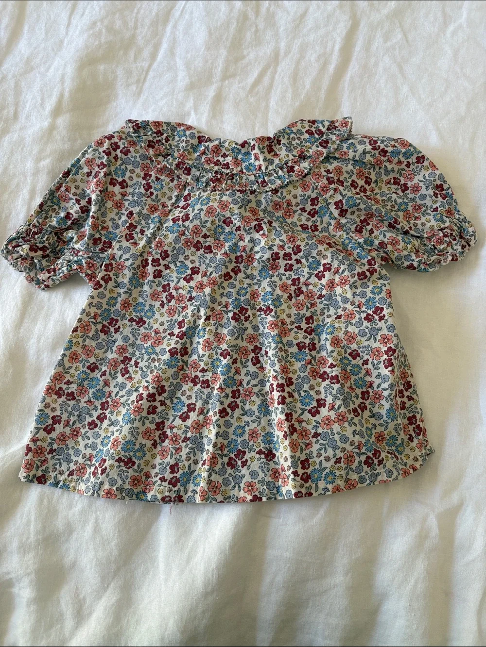 H&M Toddler Girl Floral Button-Front Blouse in Red and Blue